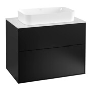 V&B Meuble sous lavabo Finion 80x60,3 cm, plan de toilette blanc, façade bleue laquée