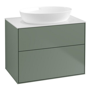 V&B Meuble sous lavabo Finion 80x60,3 cm, plan de toilette blanc, poignée laquée