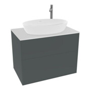 V&B Meuble sous lavabo Finion 80x60,3 cm, plan d'habillage blanc, miroir bleu avec laque