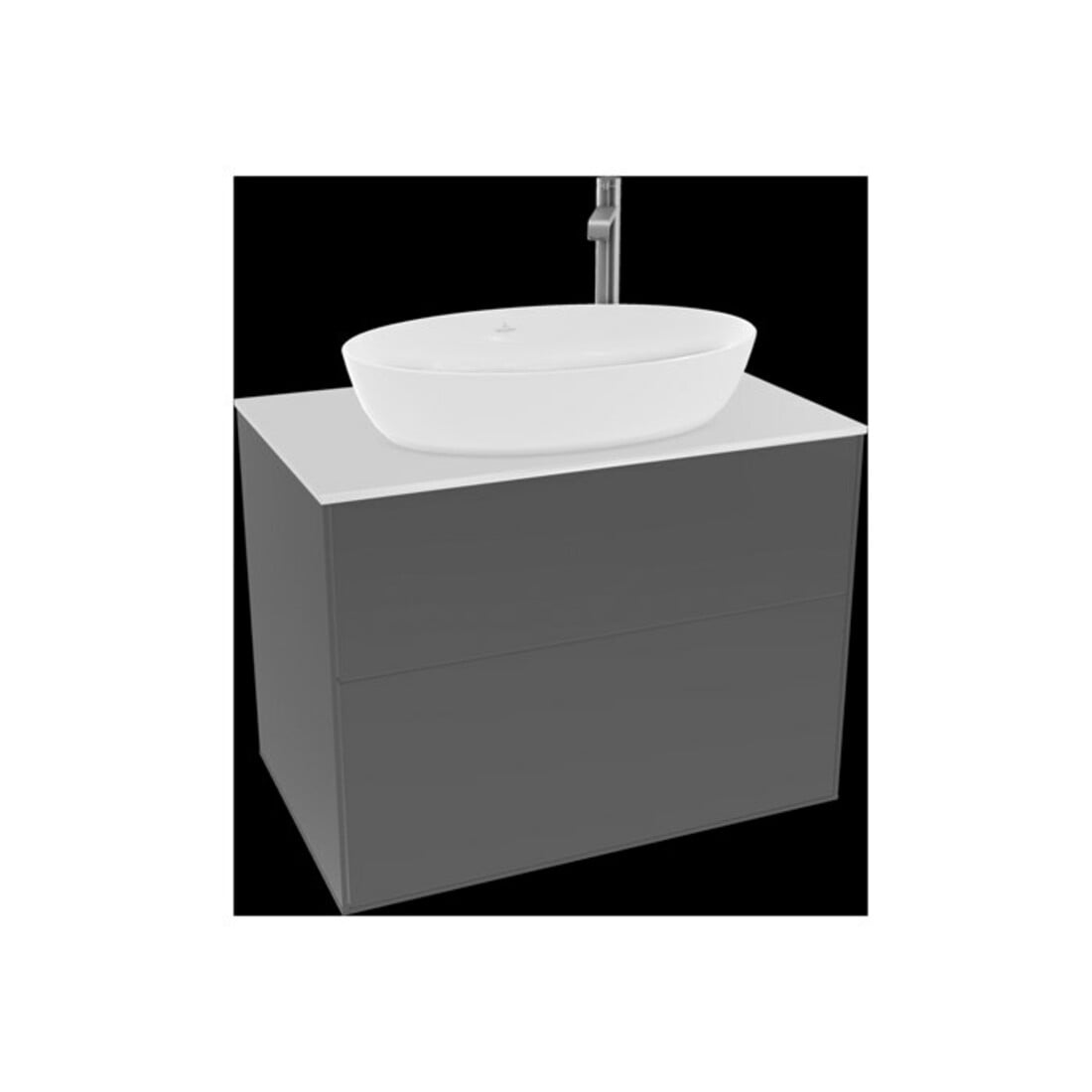 V&B Meuble sous lavabo Finion 80x60,3 cm, plaq. de fermeture blanc, anthracite mat