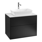 V&B Meuble sous lavabo Finion 80x60,3 cm, plaque d’abattant blanc, bleu mat laqué