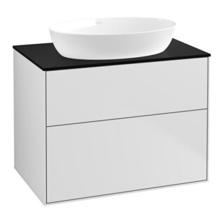 V&B Meuble sous lavabo Finion 80x60,3 cm, plaque d’abattant bleu mat, blanc mat laqué
