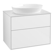 V&B Meuble sous lavabo Finion 80x60,3 cm, plaque de fermeture blanc brillant, laqué blanc