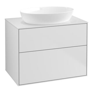 V&B Meuble sous-lavabo Finion 80x60,3 cm, plaque de fermeture blanc, laqué blanc