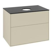 V&B Meuble sous lavabo Finion 80x60,3 cm, plaque de fermeture bleu mat, poignée argent mat Lac
