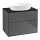 V&B Meuble sous-lavabo Finion 80x60,3 cm, plaque de fermeture bleue, anthracite mat-1