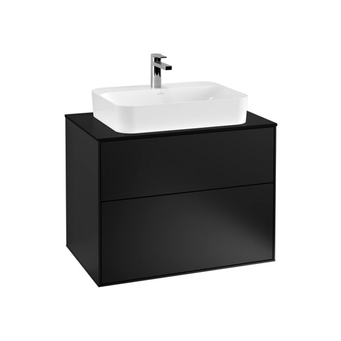 V&B Meuble sous lavabo Finion 80x60,3 cm, plaque de fermeture bleue mate, laqué mat bleu