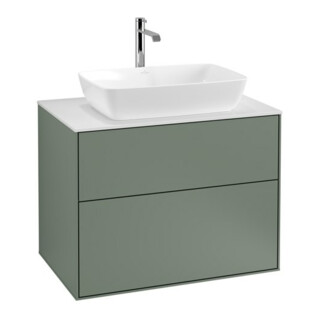 V&B Meuble sous lavabo Finion 80x60,3 cm, plaque de recouvrement blanc, huile avec laque