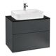 V&B Meuble sous-lavabo Finion 80x60,3cm, éclairage mural, plaque de fermeture bleue m, md bleue m Lac-1