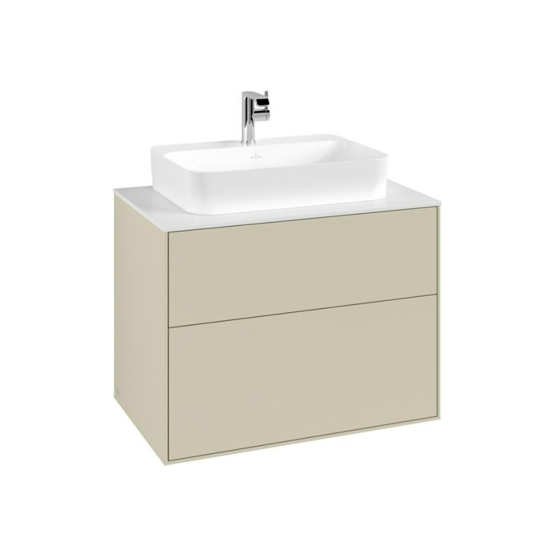 V&B Meuble sous-lavabo Finion 80x60,3cm, pl. de fermeture blanc mat, poignée grise mat