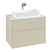 V&B Meuble sous-lavabo Finion 80x60,3cm, pl. fermeture blanche, poignée gris métal laqué