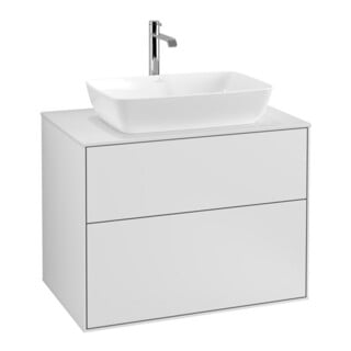 V&B Meuble sous-lavabo Finion 80x60,3cm, plan de découpe blanc, laqué blanc mat