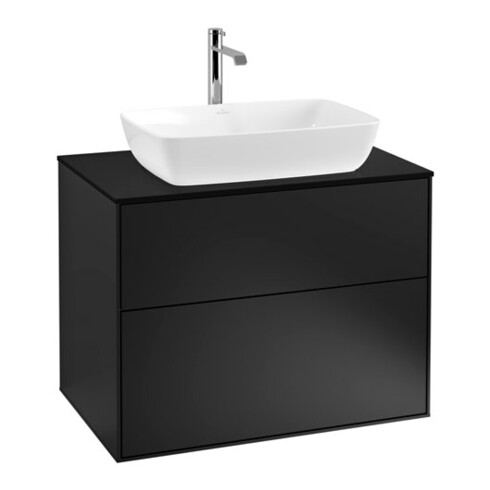 V&B Meuble sous lavabo Finion 80x60,3cm, plaque de fermeture bleu mat, laqué bleu mat