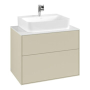 V&B Meuble sous lavabo Finion 80x60,3x50,1 cm, blanc mat, poignée grise mate Lac-3