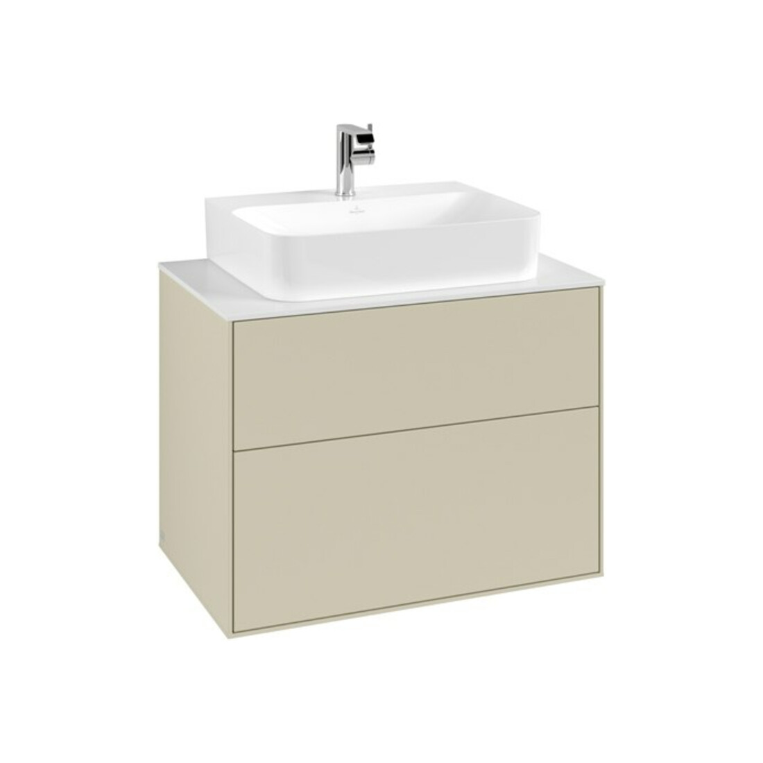 V&B Meuble sous lavabo Finion 80x60,3x50,1 cm, blanc mat, poignée grise mate Lac