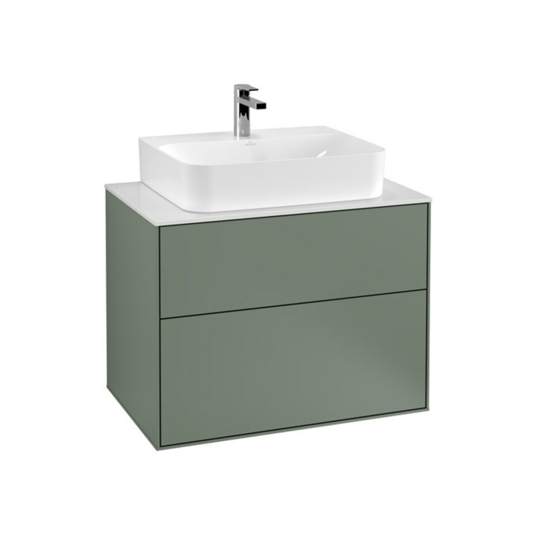 V&B Meuble sous-lavabo Finion 80x60,3x50,1 cm, pl blanc mat, olivier mat laqué