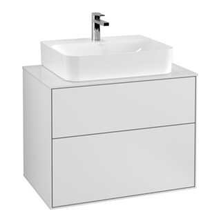 V&B Meuble sous lavabo Finion 80x60,3x50,1 cm, placage blanc mat, blanc mat laqué