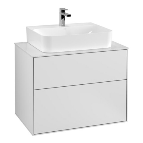 V&B Meuble sous lavabo Finion 80x60,3x50,1 cm, placage blanc mat, blanc mat laqué