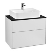 V&B Meuble sous-lavabo Finion 80x60,3x50,1 cm, placage bleu, blanc avec laque