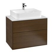 V&B Meuble sous-lavabo Finion 80x60,3x50,1 cm, plaque de fermeture blanc, noyer veinée