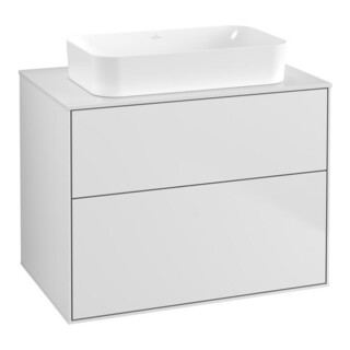 V&B Meuble sous lavabo Finion 80x60,3x50,1 mm, laque blanc brillant, éclairage mural
