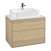 V&B Meuble sous lavabo Finion 80x60,3x50,1cm, plan de drainage blanc, Oa ven