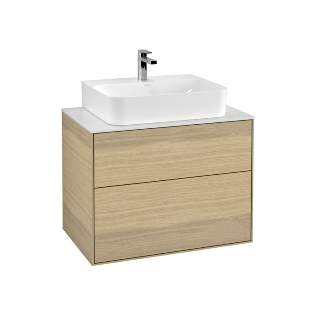 V&B Meuble sous lavabo Finion 80x60,3x50,1cm, plan de drainage blanc, Oa ven