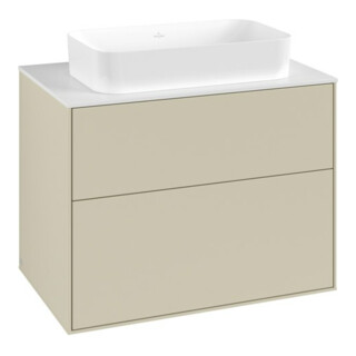 V&B Meuble sous-lavabo Finion 80x60,3x50,1mm, blanc brillant, poignée gris mat laqué