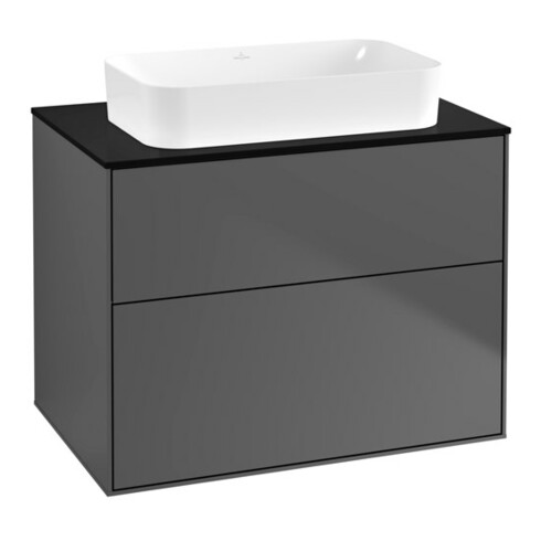 V&B Meuble sous-lavabo Finion 80x60,3x50,1mm, bleu brillant, anthracite mat