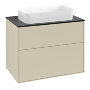 V&B Meuble sous-lavabo Finion 80x60,3x50,1mm, bleu brillant, poignée gris mat Lac