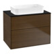V&B Meuble sous lavabo Finion 80x60,3x50,1mm, placage noyer, bleu brillant-1