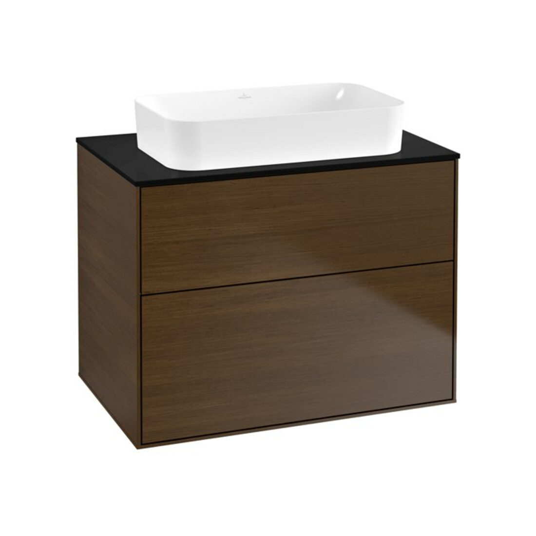 V&B Meuble sous lavabo Finion 80x60,3x50,1mm, placage noyer, bleu brillant