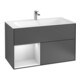 V&B Meuble sous lavabo Finion 99,6x59,1 cm, éclairage mural, anthracite m. blanc lacqué, gauche-1