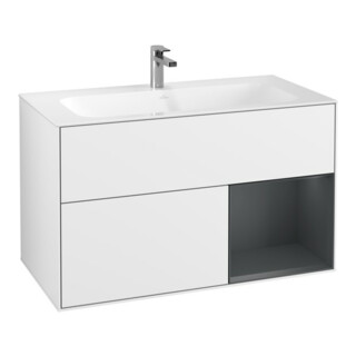 V&B Meuble sous lavabo Finion 99,6x59,1 cm, éclairage mural, blanc brillant La