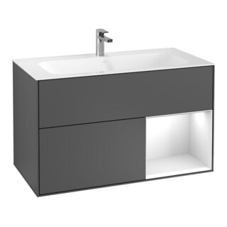 V&B Meuble sous-lavabo Finion 99,6x59,1 cm, éclairage mural, gris mat laqué