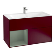V&B Meuble sous-lavabo Finion 99,6x59,1 cm, éclairage mural, porte gauche, huile mate, Peo mat