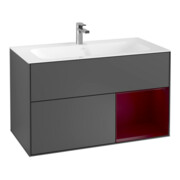 V&B Meuble sous lavabo Finion 99,6x59,1cm, éclairage mural, Anthracite mat-1