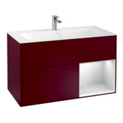 V&B Meuble sous lavabo Finion 99,6x59,1cm, éclairage mural, Reg re blanc mat Lac, Peo