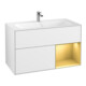 V&B Meuble sous-lavabo Finion 99,6x59,1cm, éclairage mural, réglette, blanc brillant Lac-1