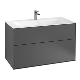 V&B Meuble sous lavabo Finion 99,6x59,1x49,8 cm, anthracite, avec éclairage mural