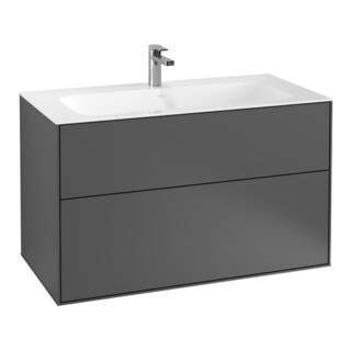V&B Meuble sous-lavabo Finion 99,6x59,1x49,8 cm, si G m Lac, avec éclairage mural