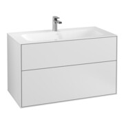 V&B Meuble sous-lavabo Finion 99,6x59,1x49,8cm, blanc mat laqué, avec éclairage mural