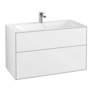 V&B Meuble sous-lavabo Finion 99,6x59,1x49,8cm, laqué blanc brillant