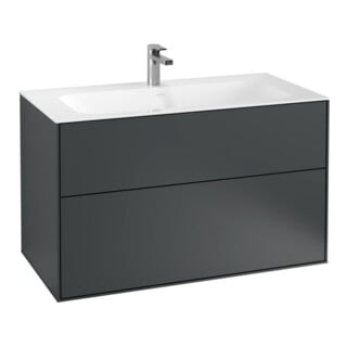 V&B Meuble sous lavabo Finion 99,6x59,1x49,8cm, md b m Lac, avec éclairage mural