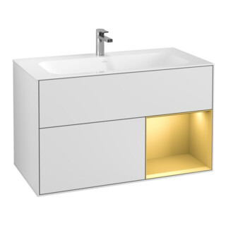 V&B Meuble sous-lavabo Finion droite Or mat, laqué blanc mat