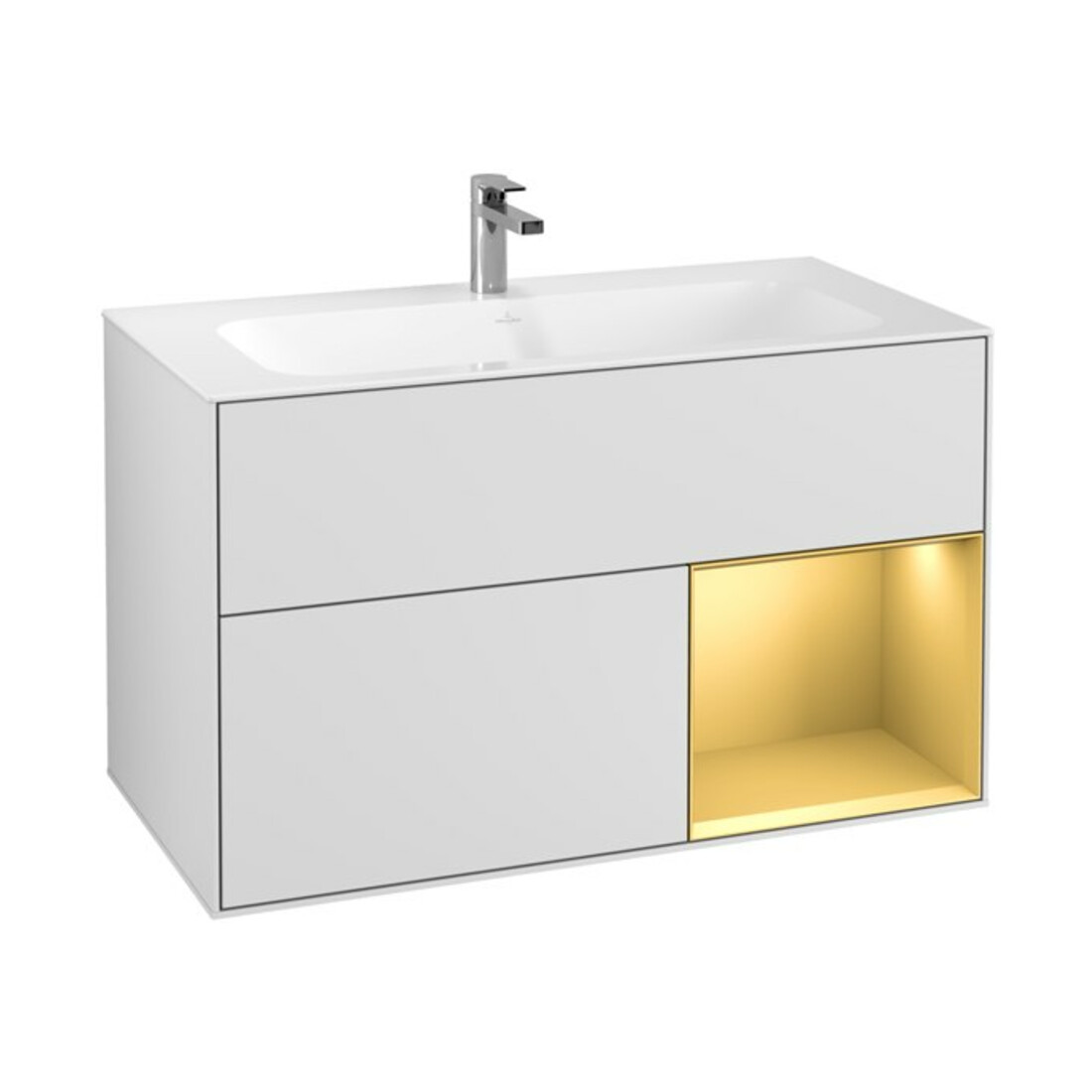 V&B Meuble sous-lavabo Finion droite Or mat, laqué blanc mat