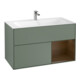 V&B Meuble sous lavabo Finion droite placage noyer, laque mate olive-1