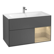 V&B Meuble sous-lavabo Finion Étagère droite Chêne plaqué, anthracite mat