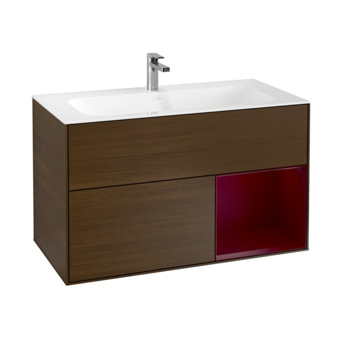 V&B Meuble sous lavabo Finion étagère droite Peony, placage noyer