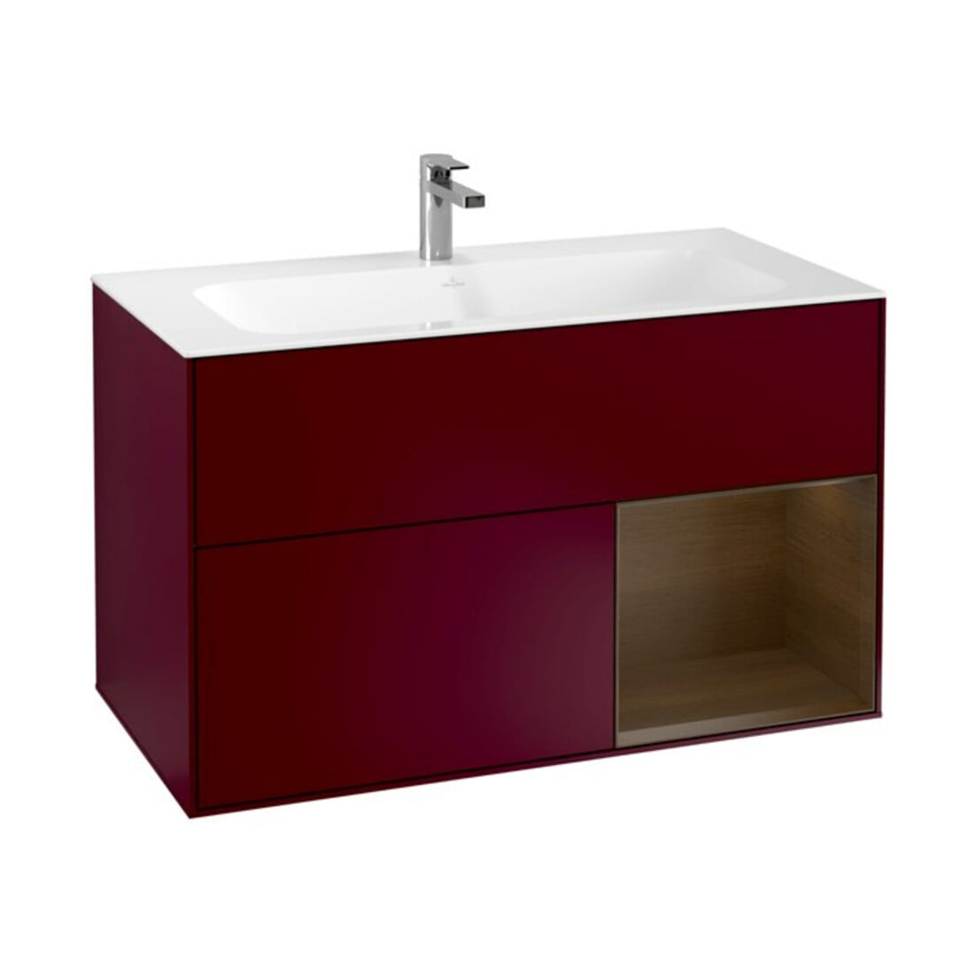 V&B Meuble sous lavabo Finion étagère droite placage noyer, Peony mat